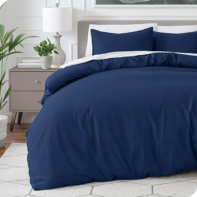 Verified Bare Home Bedding Duvet Cover Oversized King Size – Premium 1800 Super Soft Collection – Lightweight Duvet Cover – Soft Textured Bedding Oversized King Dark Blue Innovative