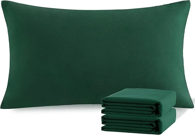 Recyclable NTBAY King Pillowcase Set – 2 Pack Brushed Microfiber 20×36 Pillowcases – Soft Wrinkle- Fade-Resistant Stain-Resistant Dark Green Pillowcases with Envelope Closure – 20×36 Inches Dark Green Functional