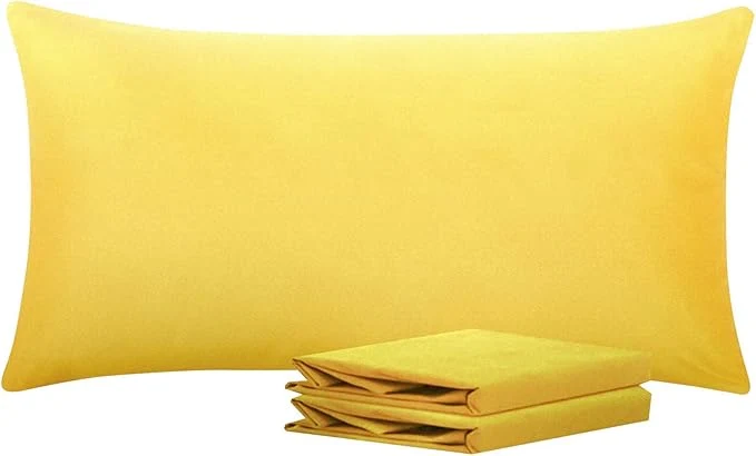 Breathable NTBAY King Pillowcase Set – 2 Pack Brushed Microfiber 20×40 Pillowcases – Soft Wrinkle- Fade-Resistant Stain-Resistant Yellow Pillowcases with Envelope Closure – 20×40 Inches Yellow Environmentally Friendly