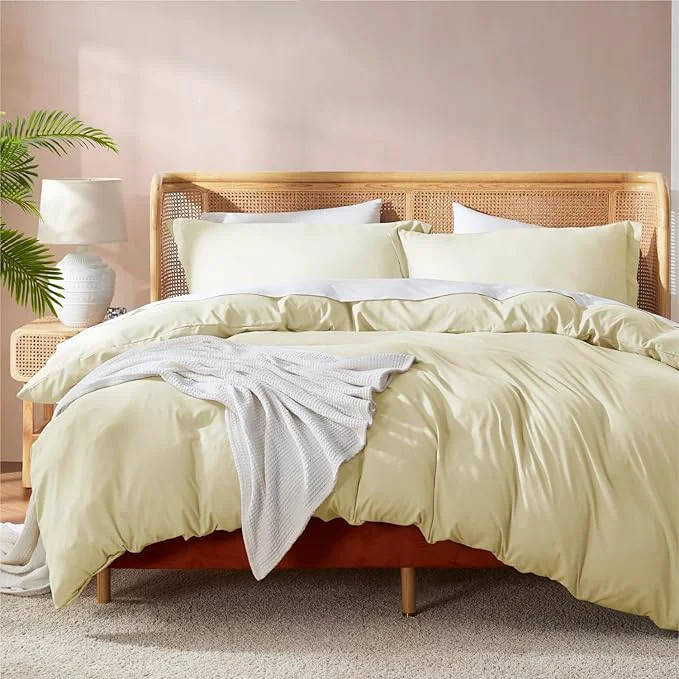 Artisan Nestl Twin Duvet Cover Set – Soft Double Brushed Vanilla Yellow Duvet Cover Twin XL 2 Piece Set with Button Closure 1 Duvet Cover 68×90 inches and 1 Pillow Sham Proven