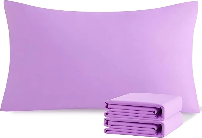 Versatile NTBAY King Pillowcase Set – 2 Pack Brushed Microfiber 20×36 Pillowcases – Soft Wrinkle- Fade-Resistant Stain-Resistant Light Purple Pillowcases with Envelope Closure – 20×36 Inches Eco-Friendly