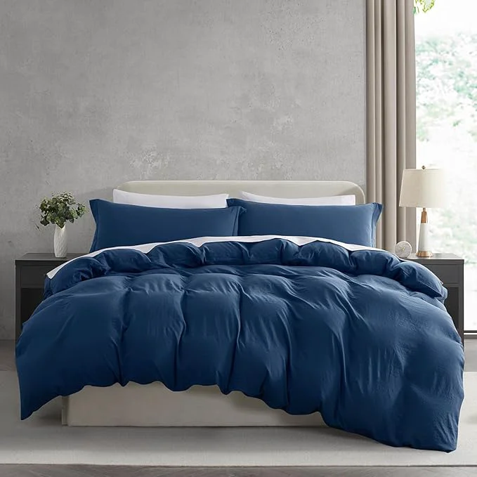 Trusted Nestl Navy Blue Duvet Cover Full Size – Soft Prewashed Full Size Duvet Cover Set 3 Piece with Zipper Closure 1 Duvet Cover 80×90 inches and 2 Pillow Shams Outstanding