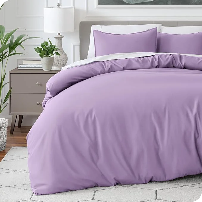 Durable Bare Home Bedding Duvet Cover Queen Size – Premium 1800 Super Soft Duvet Covers Collection – Lightweight amp Cooling – Soft Breathable Bedding Queen Lavender Safe