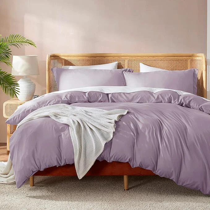 Advanced Nestl Dusty Purple Duvet Cover Full Size – Soft Double Brushed Full Size Duvet Cover Set 3 Piece with Button Closure 1 Duvet Cover 80×90 inches and 2 Pillow Shams Comfortable