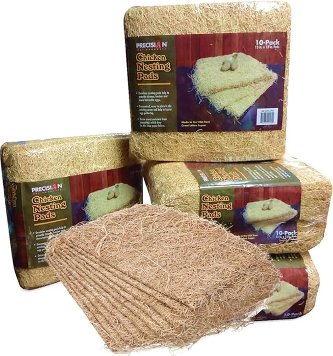 First-Class PRECISION PET Chicken Nesting Pads by Petmate – 13 x 13 Premium Chicken Bedding Fit Most Nesting Boxes – 10 Pack Beige Made in USA Clean