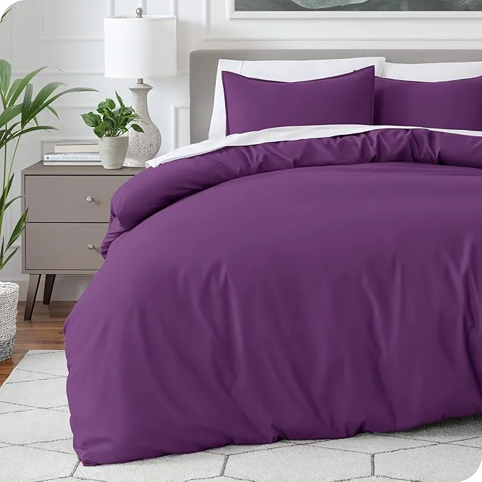 Certified Bare Home Bedding Duvet Cover King Size – Premium 1800 Super Soft Collection – Lightweight Cooling – Soft Breathable Bedding Duvet Cover King Plum Safe