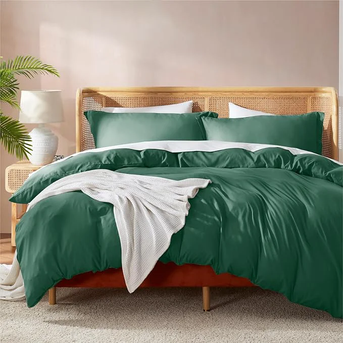 Outstanding Nestl Dark Green Duvet Cover Full Size – Soft Double Brushed Full Size Duvet Cover Set 3 Piece with Button Closure 1 Duvet Cover 80×90 inches and 2 Pillow Shams Easy-to-Use