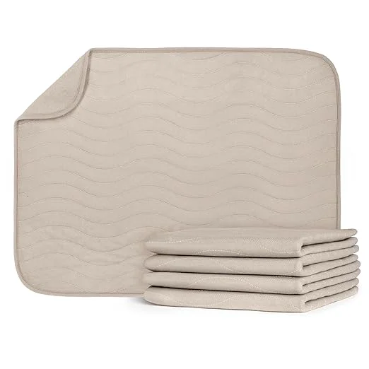Original Design Ubbi Washable Underpads Waterproof Reusable Heavy Absorbency Incontinence Pads for Kids Adults Elderly and Pets Bedwetting Pads for Bed Sofa and Floors Taupe Pack of 4 Versatile