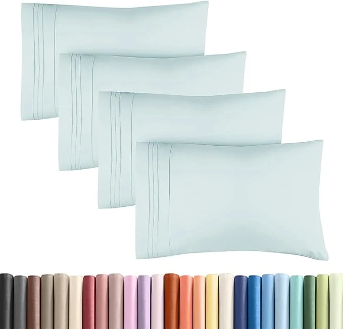 Specialty Standard Pillow Cases Set of 4 – Ultra Soft Hotel Quality Pillowcase Covers – Comfy Bedding for Women Men Kids amp Teens – Machine Washable Pillow Protectors – 4 Piece Set – Standard Size Sky Blue Exceptional