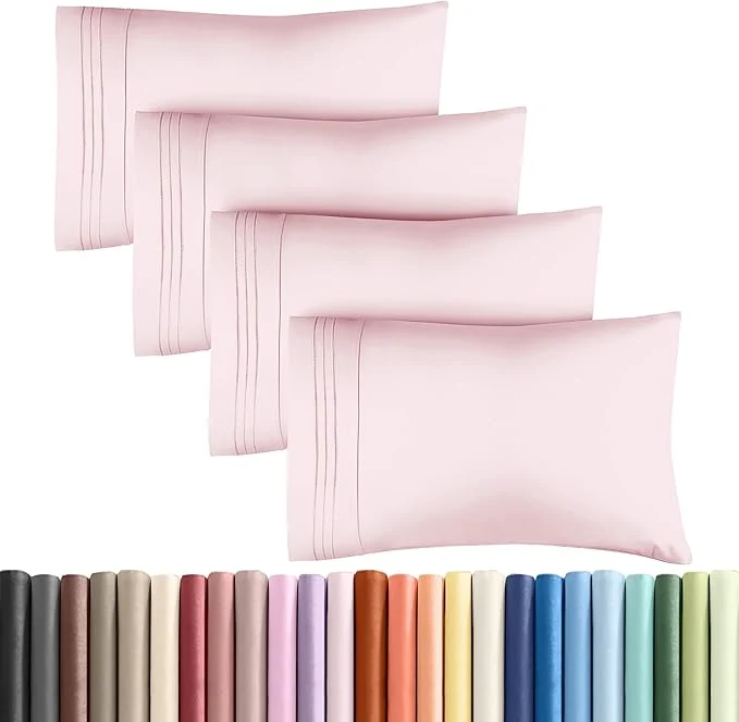 Genuine Queen Pillow Cases Set of 4 – Ultra Soft Hotel Quality Pillowcase Covers – Comfy Cozy amp Wrinkle – Shrinkage and Fade Resistant – Machine Washable Pillow Protectors – 4 Piece Set – Lavender Pink Safe