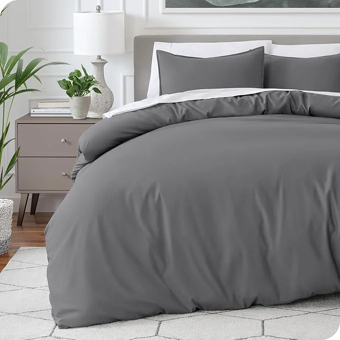 High-Performance Bare Home Bedding Duvet Cover Extra Long Size – Premium 1800 Super Soft Collection – Lightweight Cooling Duvet Cover – Soft Breathable Bedding Twin Twin XL Grey Luxury