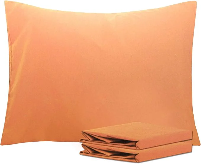 Flexible NTBAY Standard Pillowcase Set – 2 Pack Brushed Microfiber 20×26 Pillowcases – Soft Wrinkle- Fade-Resistant Stain-Resistant Pale Orange Pillowcases with Envelope Closure – 20×26 Inches Expertly Made