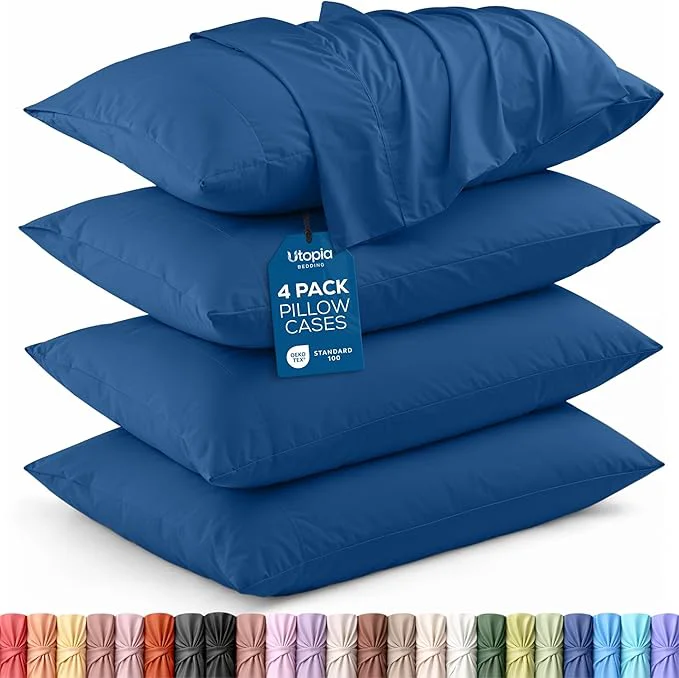 Reusable Utopia Bedding King Pillow Cases – 4 Pack – Envelope Closure – Soft Brushed Microfiber Fabric – Shrinkage and Fade Resistant Pillow Covers King Size 20 X 40 Inches King Dusk Blue Trendy