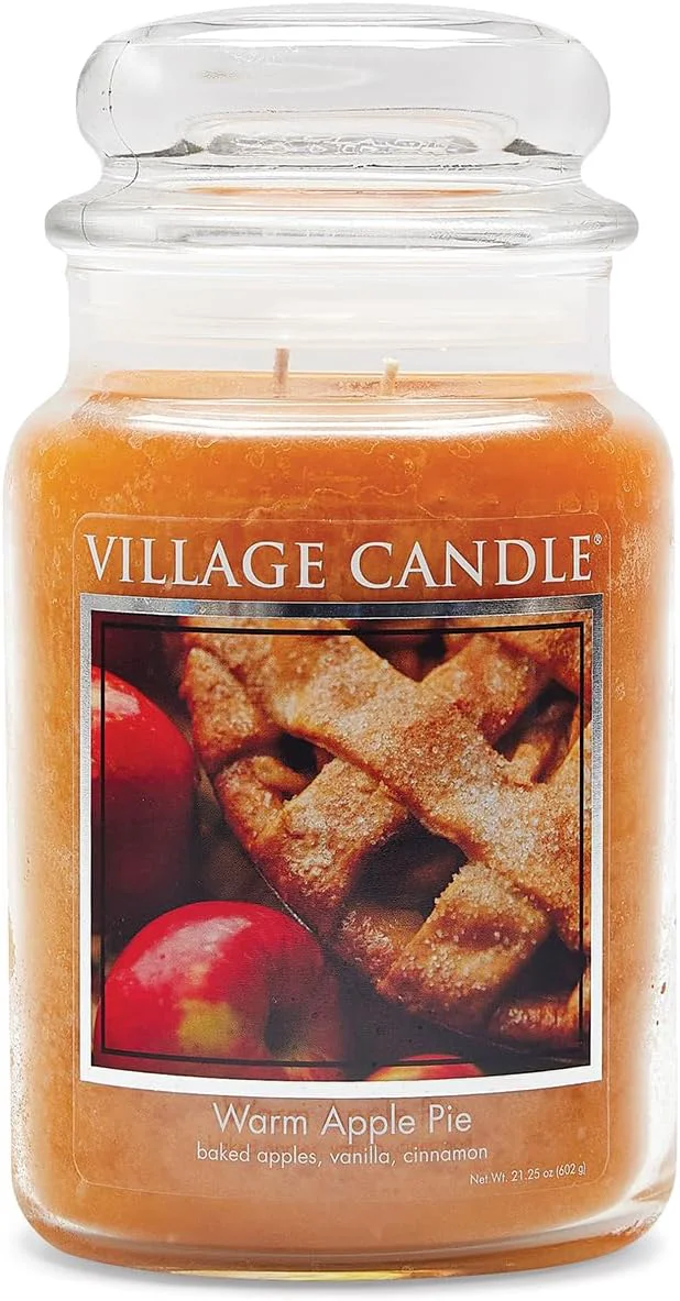 Advanced Village Candle Warm Apple Pie Large Glass Apothecary Jar Scented Candle Unique