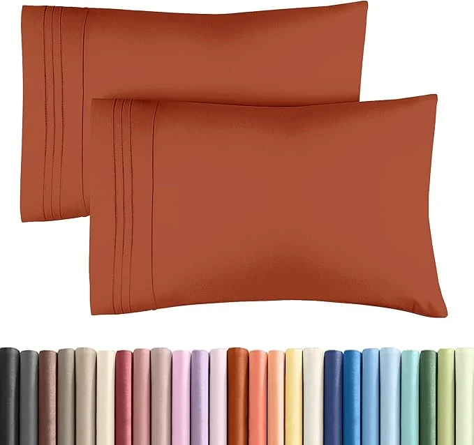 Detailed King Standard Pillow Cases Set of 2 – Soft Hotel Quality Pillowcase Covers – Comfy Cozy amp Fade – Wrinkle Resistant – Machine Washable Pillow Protectors – 2 Piece Set – King Standard Terracotta Sustainable