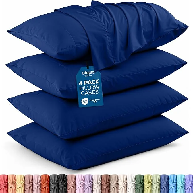 Easy-to-Use Utopia Bedding Queen Pillow Cases – 4 Pack – Envelope Closure – Soft Brushed Microfiber Fabric – Shrinkage and Fade Resistant Pillow Covers Queen Size 20 X 30 Inches Queen Royal Blue Versatile