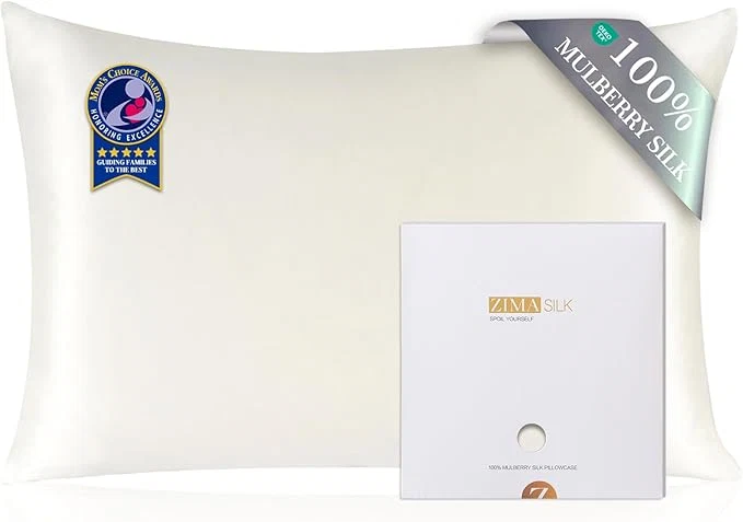 Consistent ZIMASILK Pure Mulberry Silk Pillowcase for Hair and Skin Health Soft and Smooth Both Sides Premium Grade 6A Silk 600 Thread Count with Hidden Zipper 1pc Standard 20 39 39 x26 39 39 Ivory Sustainable