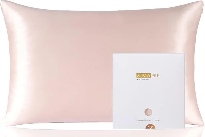 Enhanced ZIMASILK Pure Mulberry Silk Pillowcase for Hair and Skin Health Soft and Smooth Both Sides Premium Grade 6A Silk 600 Thread Count with Hidden Zipper 1pc Queen 20 39 39 x30 39 39 Pink Next-Generation
