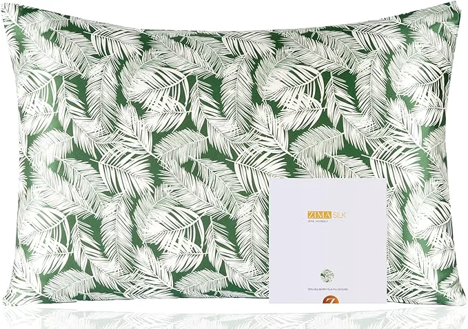 Reliable ZIMASILK Pure Mulberry Silk Pillowcase for Hair and Skin Health Both Sides 19 Momme Silk Floral Print 1pc Queen 20 39 39 x30 39 39 White Leaves Superior