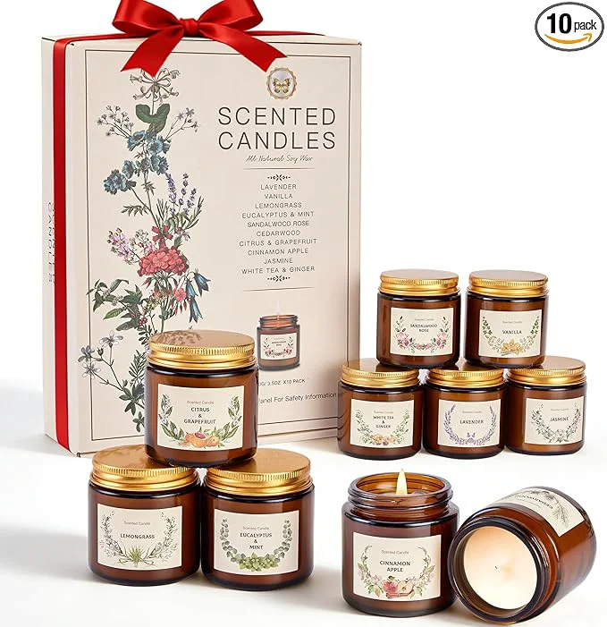 Certified Scented Candles Set for Women Gifts Soy Wax Candle 10 Pack Long Lasting Versatile