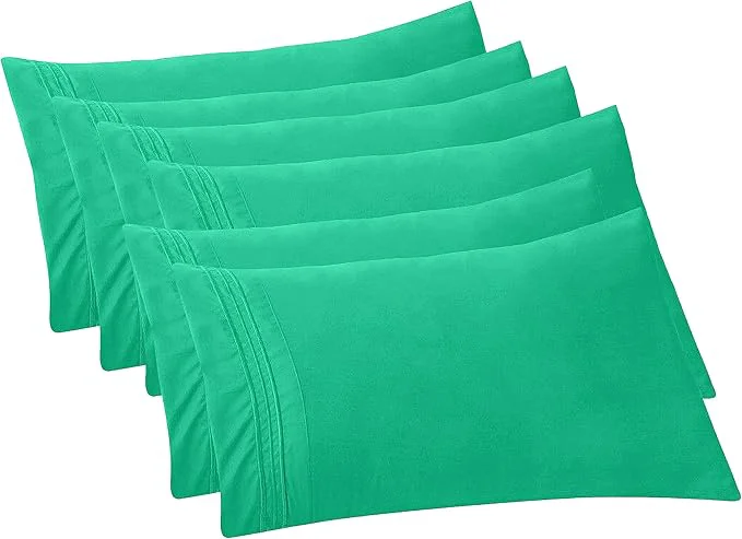 Refined Elegant Comfort 6-Pack Solid Pillowcases 1500 Premium Hotel Quality Microfiber – Smooth Weave Wrinkle and Fade Resistant Easy Slip-On 6-Piece Set Standard Queen Pillowcase Paradise Teal Superior