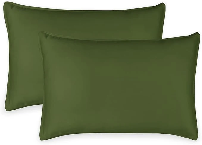 Genuine Queen Pillowcases by Pure Bamboo Organic Viscose Derived from Bamboo Luxuriously Soft amp Cooling Double Stitching Envelope Closure 2 Queen Pillowcases Pesto High-Grade