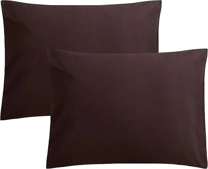 Genuine FLXXIE Pillow Cases Standard Size Soft Microfiber Pillow Covers with Envelope Closure Wrinkle Stain Resistant Pillowcases 2 Piece Set 20×26 Dark Brown Clean