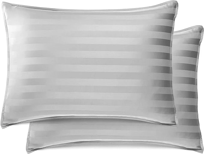 Secure Queen Pillowcases by Pure Bamboo Organic Viscose Derived from Bamboo Luxuriously Soft amp Cooling Double Stitching Envelope Closure 2 Queen Pillowcases Jacquard Silver Durable