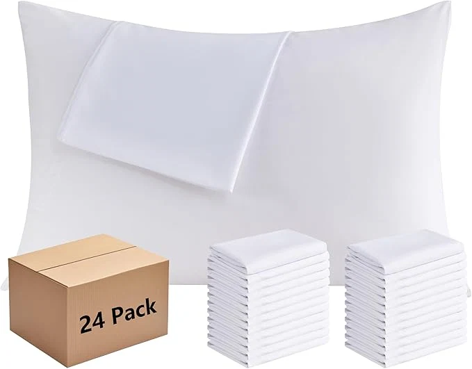 Comfortable White Pillowcases King Size 24 Pack – Bulk Pillow Cases with Envelope Closure Soft Brushed Microfiber Pillow Covers Hospital Hotel Airb amp bs Essentials for Hosts 20×36 Responsible