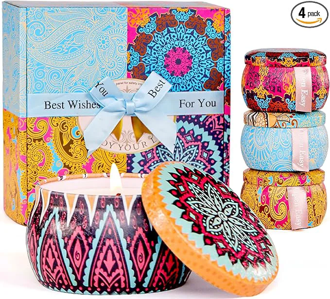 Eco-Friendly Candle Gift Set for Women 4 Pack Long Lasting Lavender Scented Soy Candles Classic