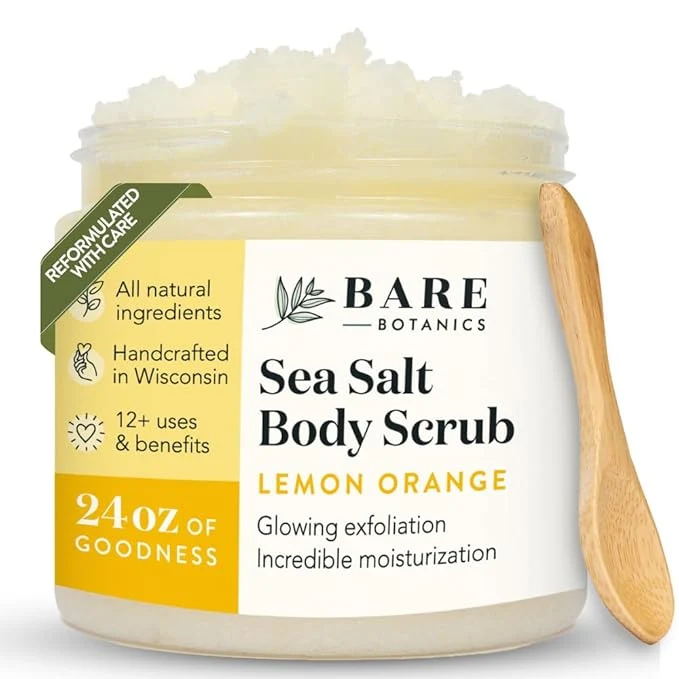 Verified Bare Botanics Lemon Orange Body Scrub 24oz Made in Madison WI All Natural World-Class
