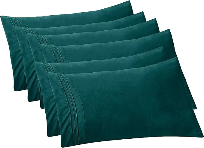 Sophisticated Elegant Comfort 6-Pack Solid Pillowcases 1500 Premium Hotel Quality Microfiber – Smooth Weave Wrinkle and Fade Resistant Easy Slip-On 6-Piece Set Standard Queen Pillowcase Marine Teal Optimized