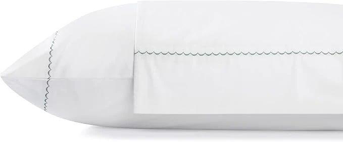 Breathable Linen Home Cotton Percale Moon Scallop Hem Pillowcases King Size Olive Green 2 Pieces of Pillow Case Crisp and Cool Strong Bed Linen 20 inches X 40 inches Refined