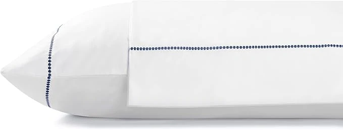 Durable Linen Home Cotton Percale Pearl Stitch Pillowcases Queen Standard Size Dark Blue 2 Pieces of Pillow Case Crisp and Cool Strong Bed Linen 20 inches X 30 inches Secure