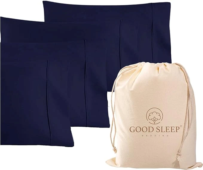 Excellent 1000 TC Navy Blue Standard Pillowcases Set of 4 Egyptian Cotton Pillow Cases with Long Staple Cotton amp Sateen Weave Silky Soft Hotel – Like Bed Pillow Covers for Comfy Sleeping Snug Fit Classic