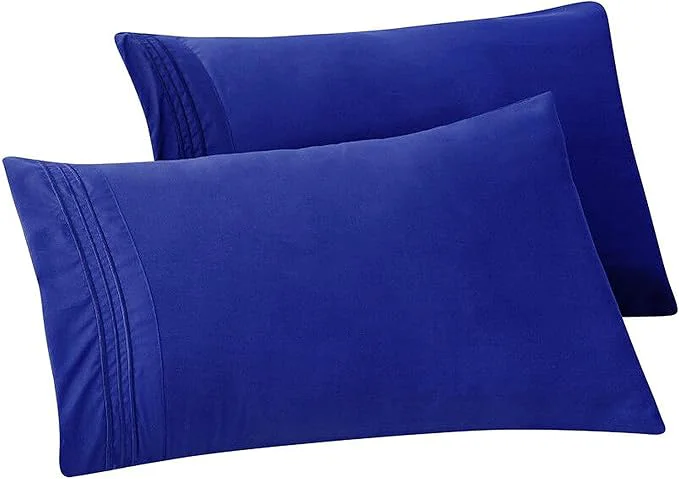 Efficient Elegant Comfort Solid Pillowcases 1500 Premium Hotel Quality Microfiber – Smooth Weave Wrinkle and Stain Resistant Easy Slip-On 2-Piece Set Standard Queen Pillowcase Royal Blue Green