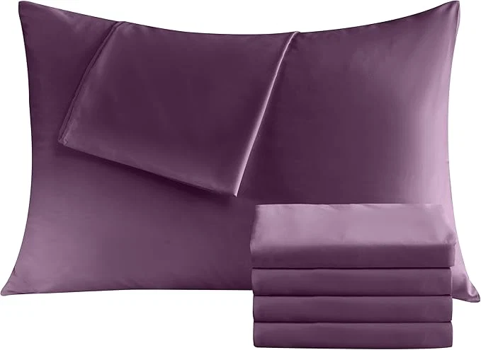 Effective Pillowcases Standard 4 Pack 20×26 Pillow Cases with Envelope Closure Soft Plain Brushed Microfiber Covers Breathable Wrinkle-Resistant Dark Purple Selected