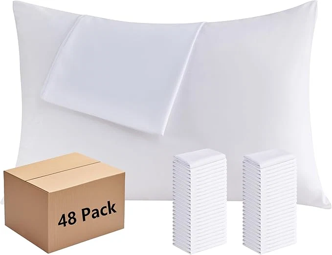 Effective White Pillowcases Standard Size 48 Pack – Bulk Pillow Cases with Envelope Closure Soft Brushed Microfiber Pillow Covers Hospital Hotel Airb amp bs Essentials for Hosts 20×26 Dependable