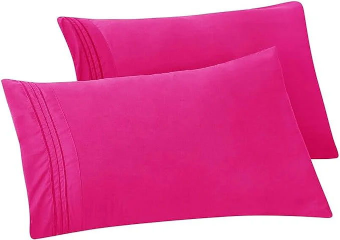 Proven Elegant Comfort Solid Pillowcases 1500 Premium Hotel Quality Microfiber – Smooth Weave Wrinkle and Stain Resistant Easy Slip-On 2-Piece Set King Pillowcase Pink Artisan