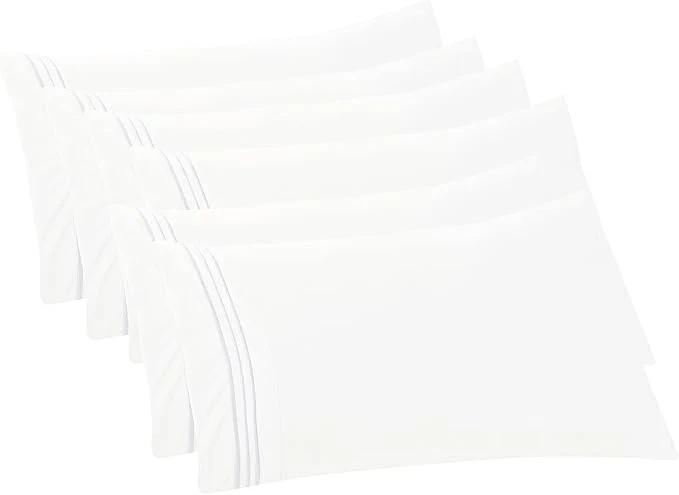 Durable Elegant Comfort 6-PACK Solid Pillowcases 1500 Premium Hotel Quality Microfiber – Smooth Weave Wrinkle and Stain Resistant Easy Slip-On 6-Piece Set Standard Queen Pillowcase White Fashionable