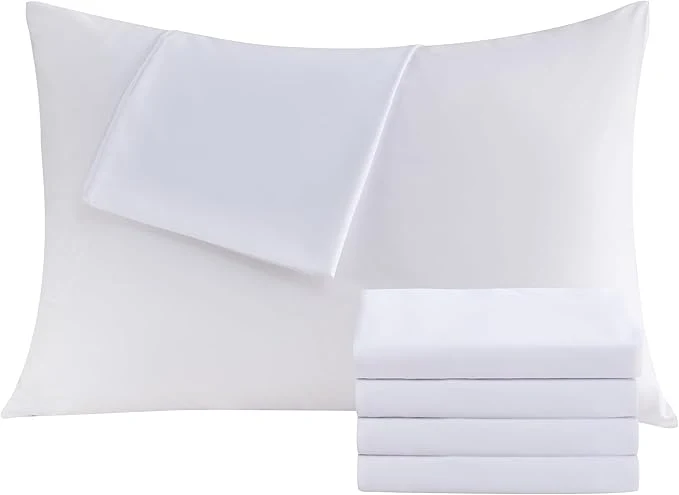 Professional White Pillowcases Queen 4 Pack 20×30 Pillow Cases with Envelope Closure Soft Plain Brushed Microfiber Covers Breathable Wrinkle-Resistant Fast
