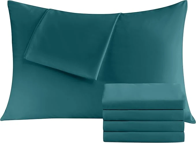 Prestigious Pillowcases Standard 4 Pack 20×26 Pillow Cases with Envelope Closure Soft Plain Brushed Microfiber Covers Breathable Wrinkle-Resistant Teal Quality