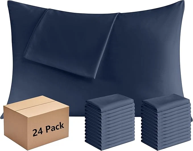 User-Friendly Pillowcases King Size 24 Pack – Bulk Pillow Cases with Envelope Closure Soft Brushed Microfiber Pillow Covers Hospital Hotel Airb amp bs Essentials for Hosts 20×36 Navy Blue Reliable