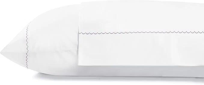 Top-Quality Linen Home Cotton Percale Moon Scallop Hem Pillowcases King Size Mauve Lavender 2 Pieces of Pillow Case Crisp and Cool Strong Bed Linen 20 inches X 40 inches Elegant