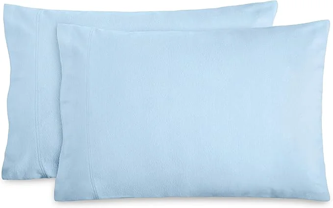 Solid Bare Home Flannel King Pillowcases Set of 2- Cotton – Velvety Soft amp Cozy – Double Brushed Heavyweight Flannel Pillowcases King Pillowcase Set of 2 Light Blue Durable