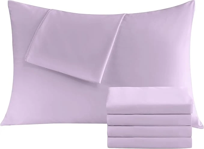 Casual Pillowcases King 4 Pack 20×36 Pillow Cases with Envelope Closure Soft Plain Brushed Microfiber Covers Breathable Wrinkle-Resistant Lavender Convenient