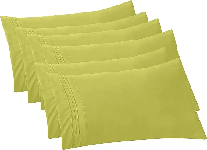 Premium Material Elegant Comfort 6-Pack Solid Pillowcases 1500 Premium Hotel Quality Microfiber – Smooth Weave Wrinkle and Fade Resistant Easy Slip-On 6-Piece Set King Pillowcase Pistachio Green Smart