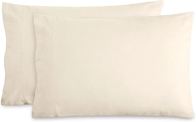 Solid Bare Home Flannel Standard Pillowcases Set of 2- Cotton – Velvety Soft amp Cozy – Double Brushed Heavyweight Flannel Pillowcases Standard Pillowcase Set of 2 Sand Detailed