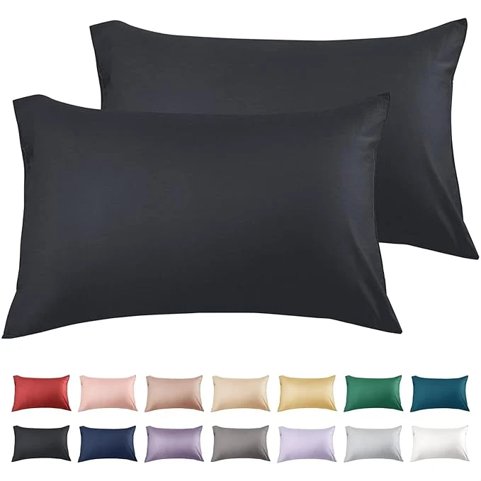 Versatile Warmstar Cotton Pillow Cases Standard Size Set of 2 600 Thread Count Pillowcases 20×26 Inches Soft Long Staple Cotton Pillowcases Breathable with Envelope Closure Black Lightweight