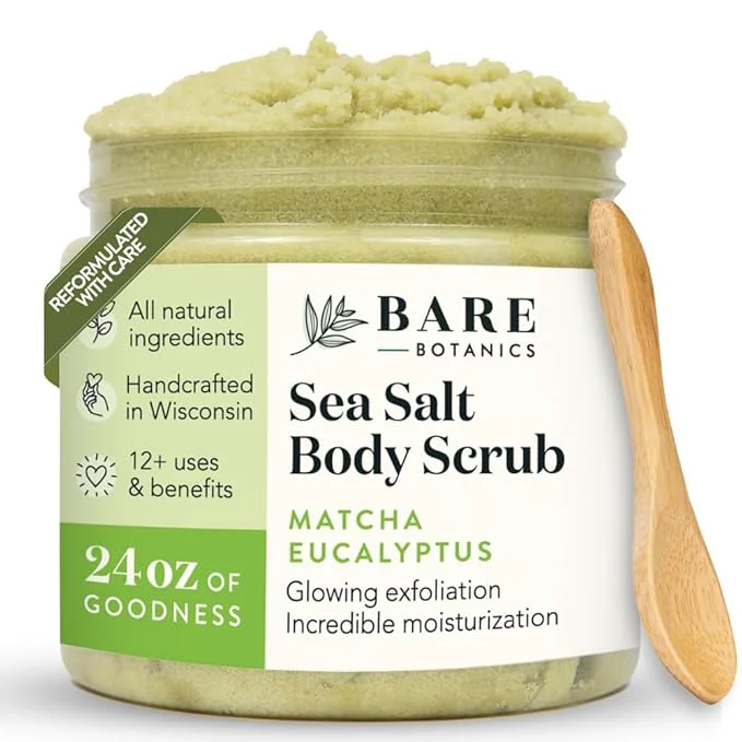 Unique Bare Botanics Matcha Eucalyptus Body Scrub 24 oz Secure